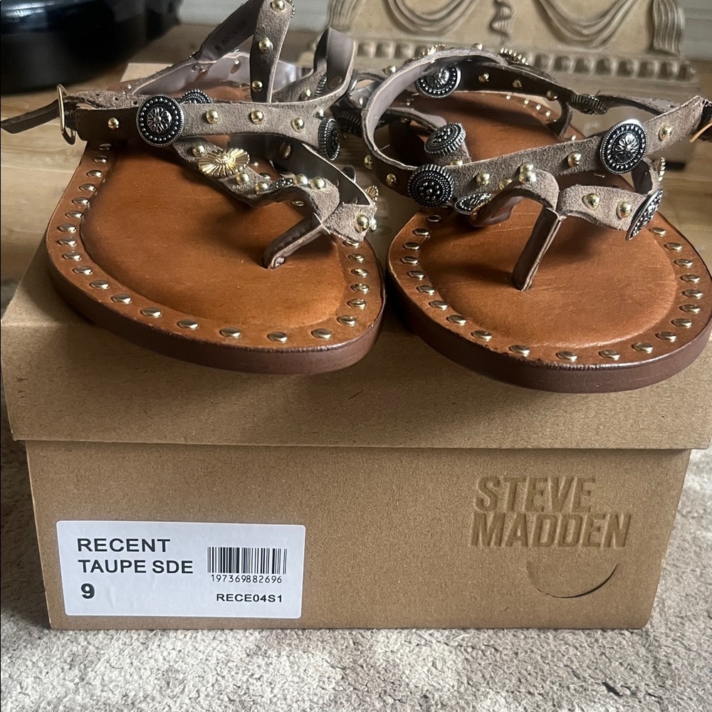 Steve Madden Brown Studded Sandals